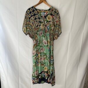 Floral V-Neck Dress with Short Sleeves
